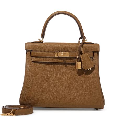 Hermès Bronze Dore Togo Kelly 25 Retourne Gold Hardware